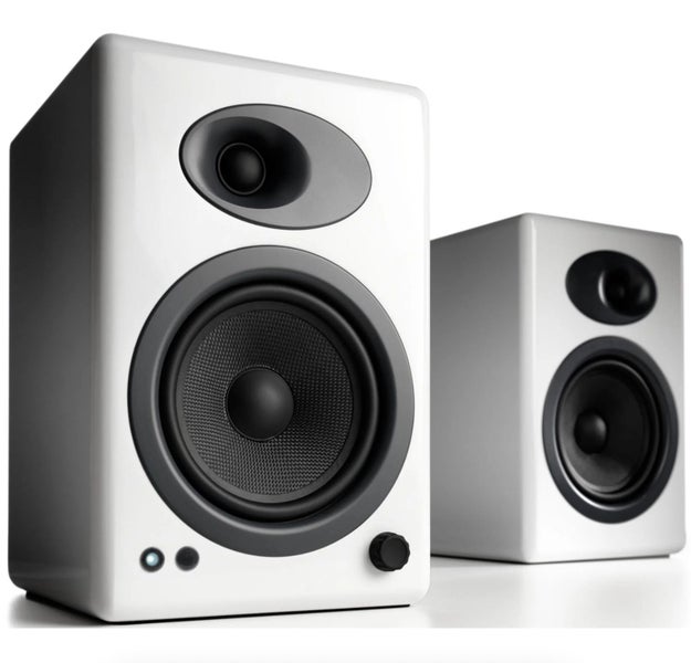 Audioengine 5+ Classic Powered Bookshelf Speakers - Hi-Gloss White Carousel 1