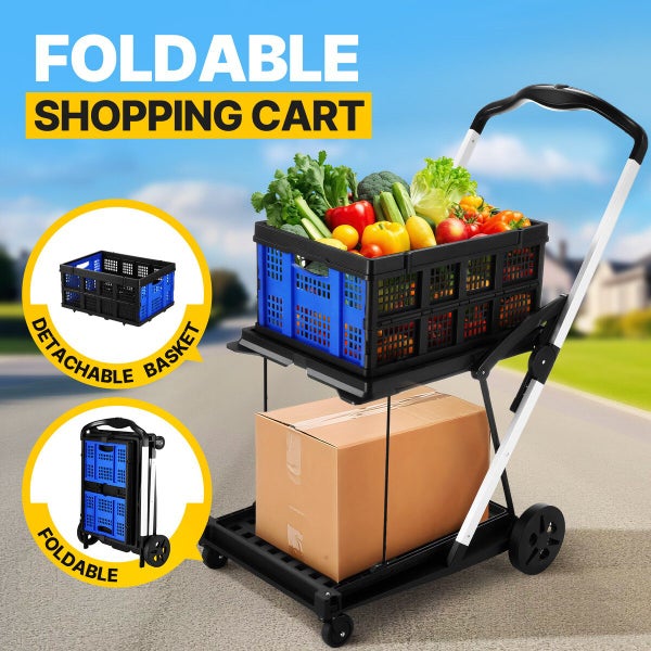 Basket Hand Truck Dolly Folding Shopping Trolley Cart Carousel 2