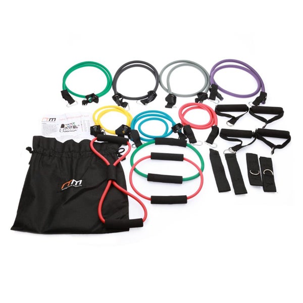 Randy & Travis Machinery 19Pc Resistance Exercise Fitness Bands Tubes Kit Yoga S Carousel 1