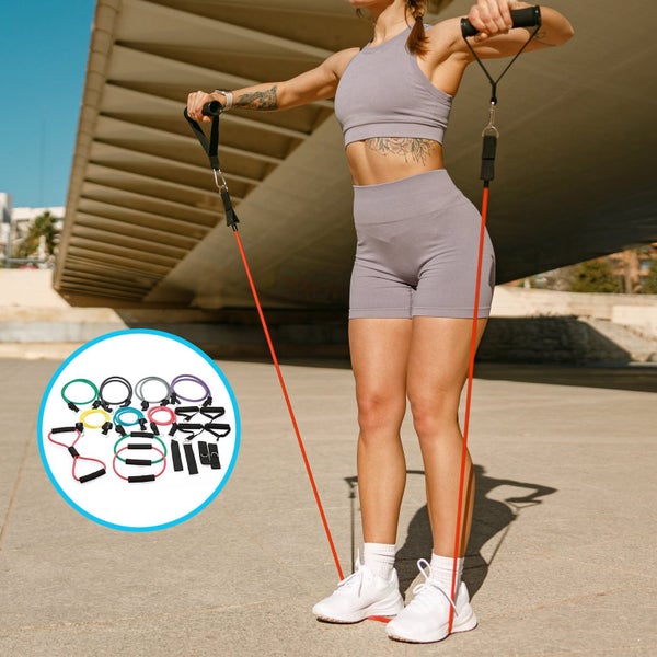 Randy & Travis Machinery 19Pc Resistance Exercise Fitness Bands Tubes Kit Yoga S Carousel 2