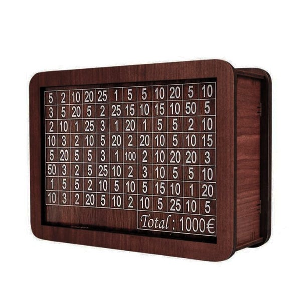 Wooden Money Saving Box Reusable Piggy Bank Money Container For Euro Cash Coin Carousel 1