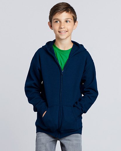 Gildan Heavy Blend Youth Full Zip Hooded Sweatshirt, Plain Hooded (Medium) Carousel 2