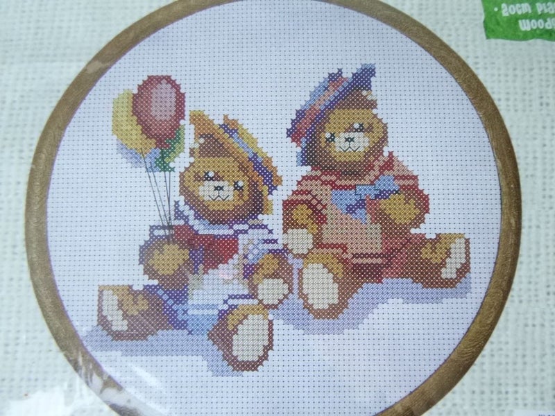 2 Teddy Bears Cross Stitch Kit – Size 20cm Carousel 1
