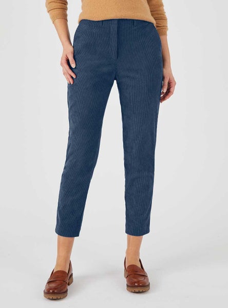 Stylish 7/8 Cord Trousers - Size 22 - Blue629490544286741126