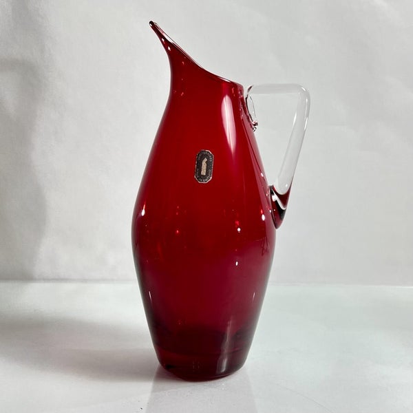 Vintage Whitefriars Ruby Red Art Glass Jug – Geoffrey Baxter Design, England Carousel 1