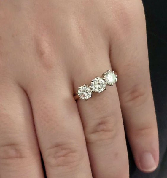 Vintage 1970's 18ct diamond trilogy 1.85tcw fully reconditioned.629888606657311115