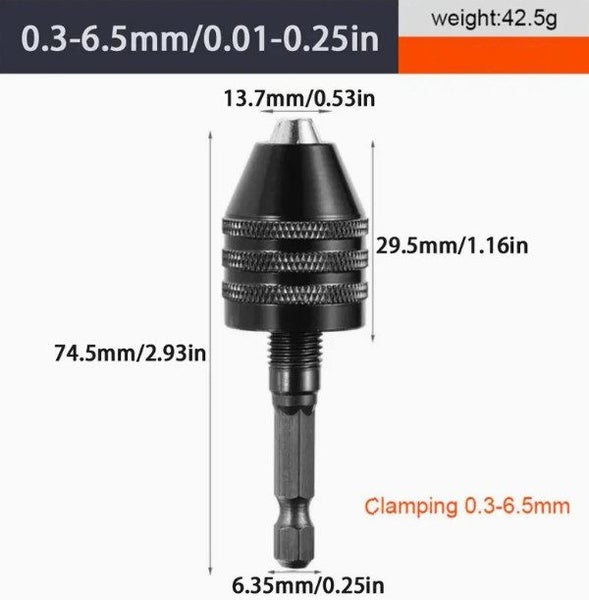 Keyless Chuck Plug Quick Change Adapter Drill Bit Converter Tool Hex Shank Carousel 1