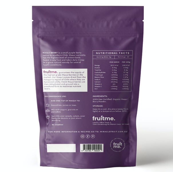 Raw Certified Organic Maqui Berry Powder 100g | Antioxidant Superfood | FruitMe Carousel 2