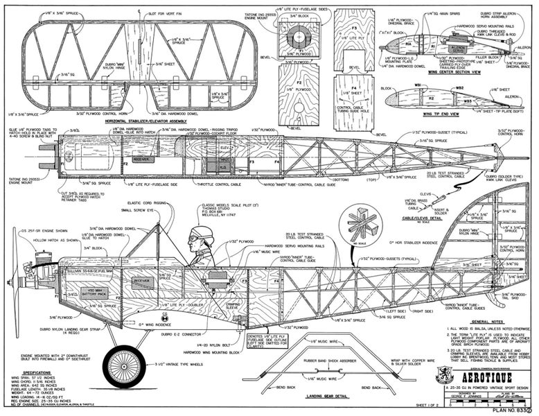 Model Aircraft Plan - Aerotique 57" Span 25 Size Carousel 2