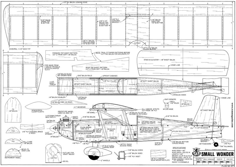Model Aircraft Plan - Small Wonder 46" Span 15 Size Carousel 2