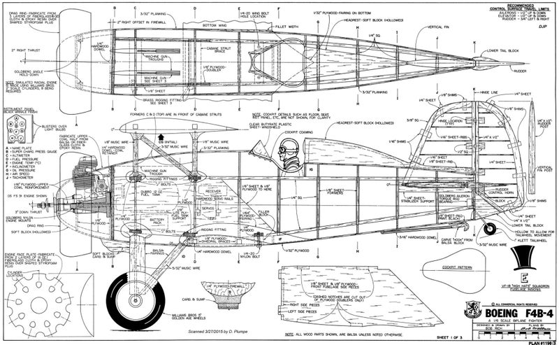 Model Aircraft Plan - Boeing F4B-4 60" 60 Size Carousel 2