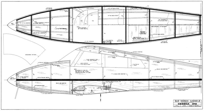 Model Aircraft Plan - Cessna 310 120" Span 60 Size Carousel 2