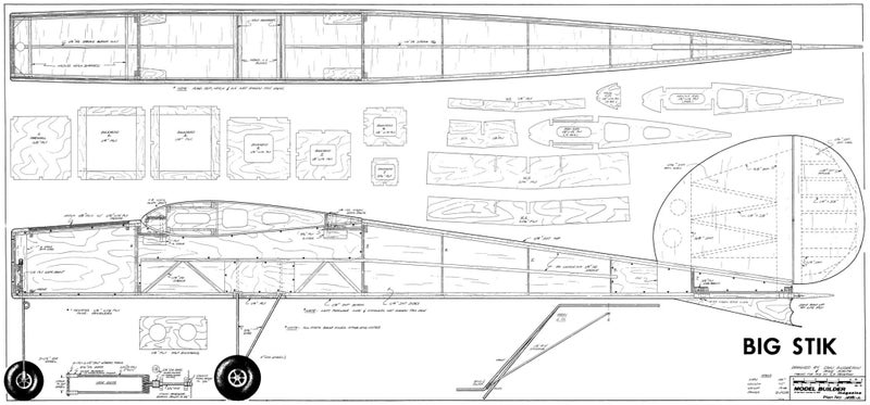 Model Aircraft Plan - Big Stick 100" Span 30cc Size Carousel 2