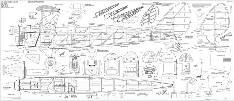 Model Aircraft Plan - Tiger Moth 70" Span 90 Size Carousel 2