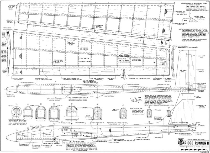 Model Aircraft Plan - Ridge Runner Glider 72" Span Carousel 2