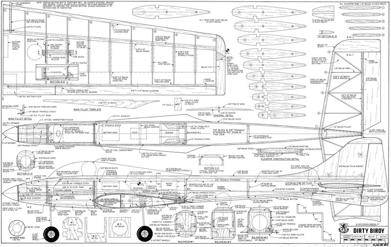 Model Aircraft Plan - Dirty Birdy 61" Span 60 Size Carousel 2