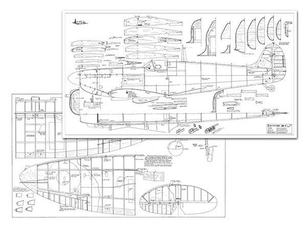 Model Aircraft Plan - Spitfire Mk I 72" Span 60 Size Carousel 2