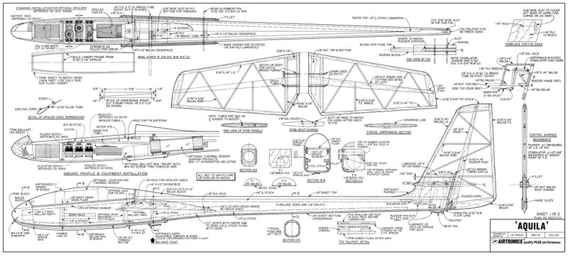 Model Aircraft Plan - Aquila Glider 99" Span Carousel 2