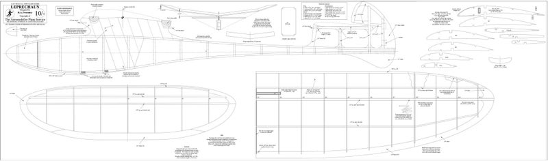 Model Aircraft Plan - Leprechaun Free Flight Glider 103" Span Carousel 2
