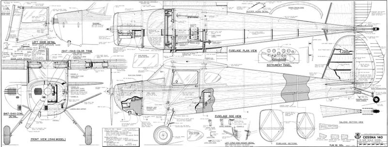 Model Aircraft Plan - Cessna 140 96" Span 90 Size Carousel 2