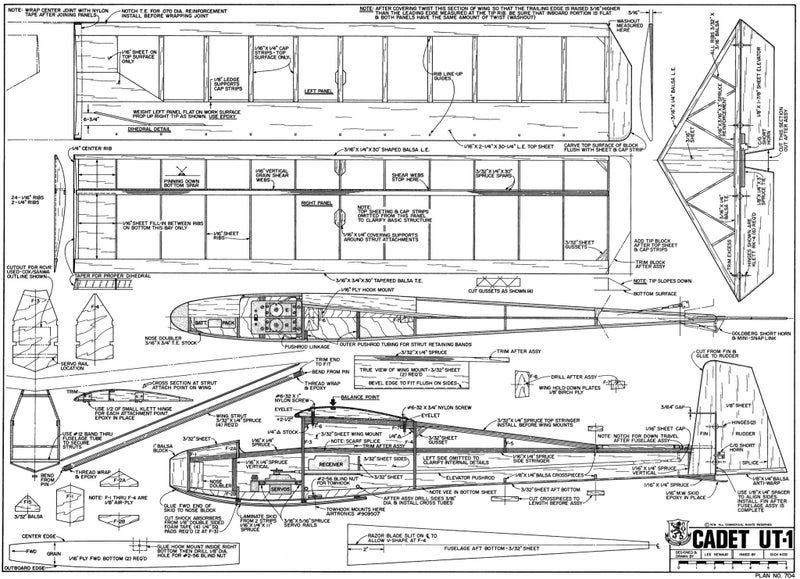 Model Aircraft Plan - Cadet UT-1 Glider 62" Span Carousel 2