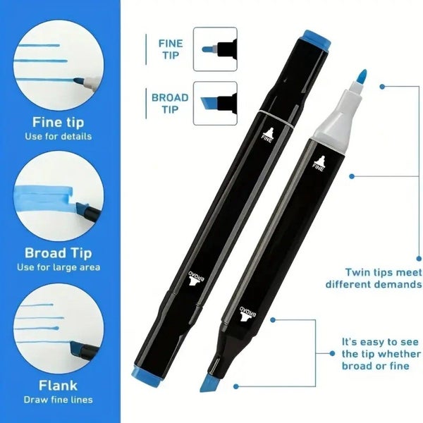 Dual Tip Marker Pen Set 24 Colors Carousel 2