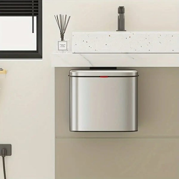 4L Hanging Kitchen Trash Bin - Silver Carousel 1