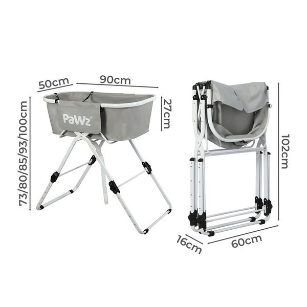 Pawz Pet Grooming Bathtub Elevated Dog Shower Basin Foldable Adjustable Height Carousel 10
