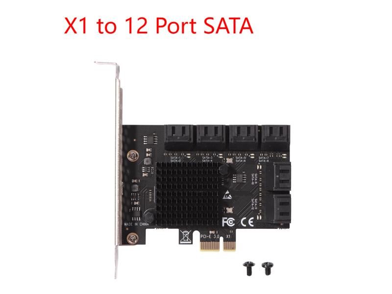 SA3112J PCIE Adapter 12 Port PCI-Express X1 To SATA 3.0 6Gbps High Speed Carousel 1