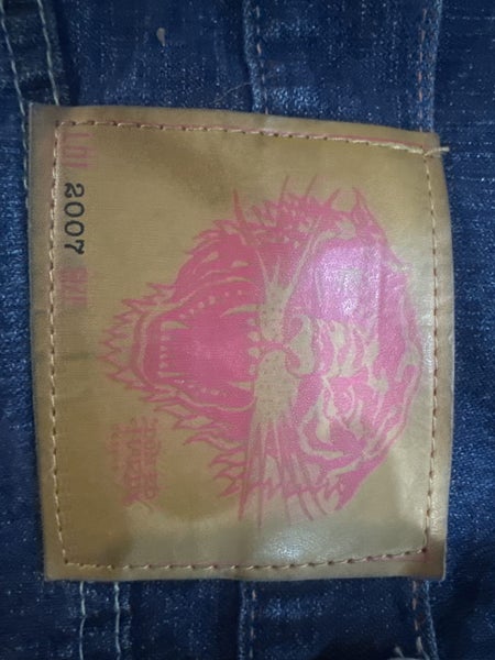 Ed Hardy Jeans Mens 32x32 Blue Embroidered Eagle American flag Y2K62957611379073113