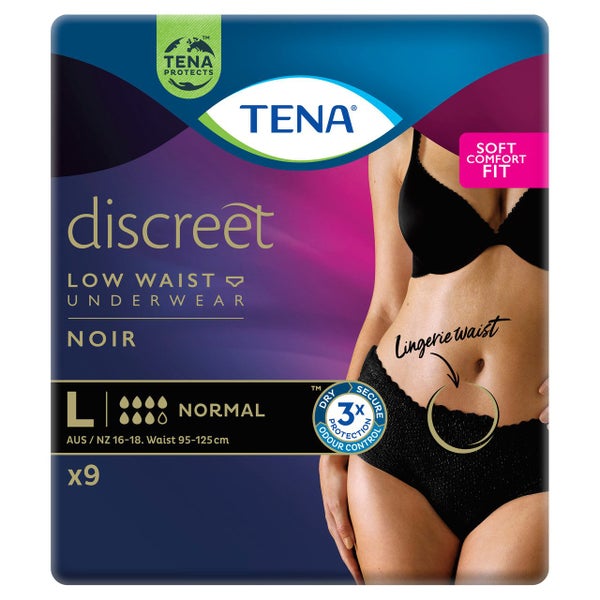 TENA Discreet Women's Lingerie Waist Underwear Black Large (L) 9 Pack Carousel 2