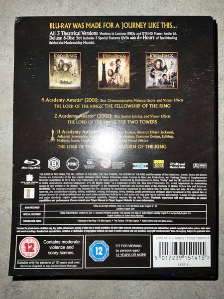 LORD OF THE RINGS MOTION PICTURE TRILOGY BLURAY SET -6 DISC SET Carousel 2