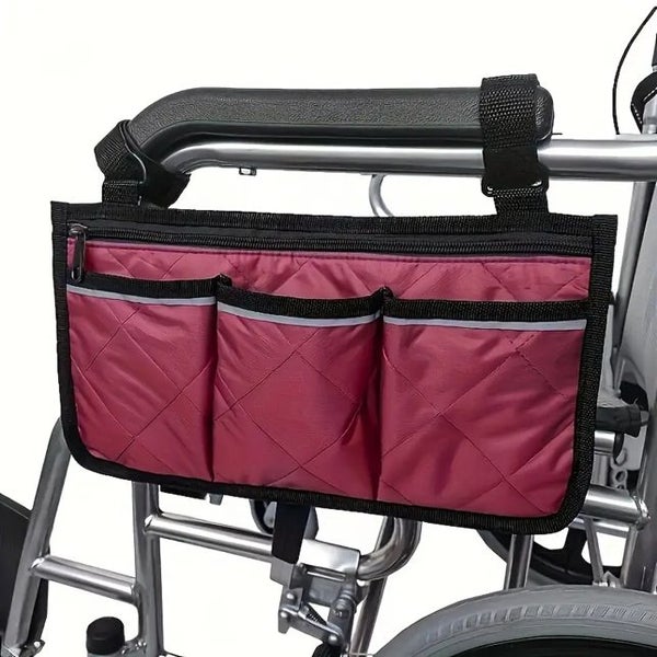 Wheelchair Side Armrest Bag - Burgundy Carousel 1