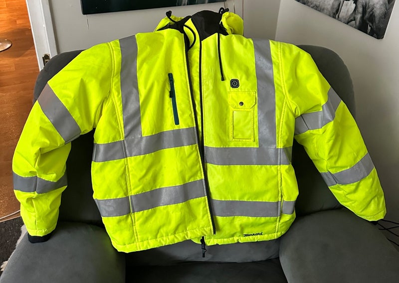 Makita Heated XL Hi-vis Jacket 2ah battery and charger Carousel 1