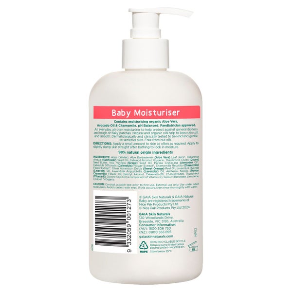 GAIA Natural Baby Moisturiser 500mL Carousel 2