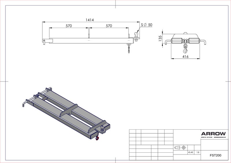 Forklift Tow Bar Jib CERTIFIED 2000kg/ 500kg Carousel 3