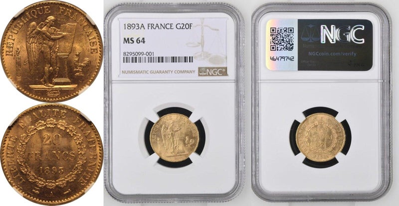 NGC 1893A 20 Franc MS-64 Carousel 1