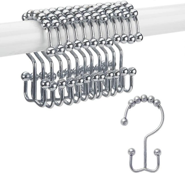 12pcs Shower Curtain Hooks Rings, Rust-resistant Metal Double Glide Carousel 5