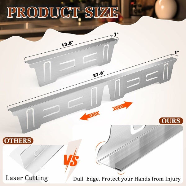 2 Pack Expandable Stainless Steel Stove Counter Gap Covers Carousel 1