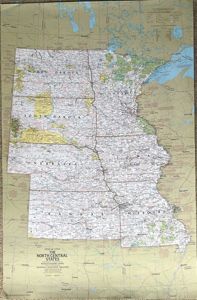 1974 Nat Geo Map of ‘The North Central States’ Carousel 1
