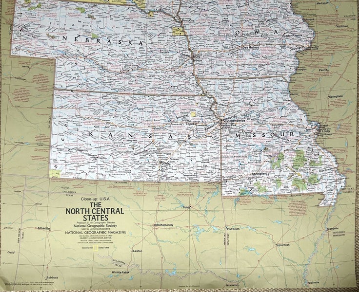 1974 Nat Geo Map of ‘The North Central States’ Carousel 2