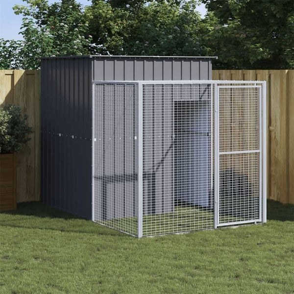 Chicken Cage With Run Anthracite 165x251x181 Cm Galvanised Steel Oixtli Carousel 1