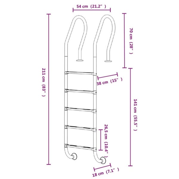 Pool Ladder 54x38x211 Cm 304 Stainless Steel Ktalt Carousel 2