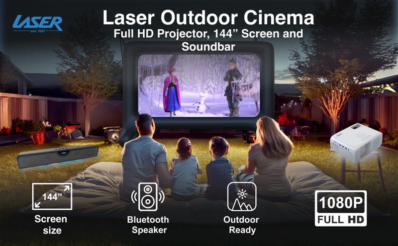 Laser Outdoor Cinema: Full HD Projector, 144" Screen & Soundbar Carousel 8