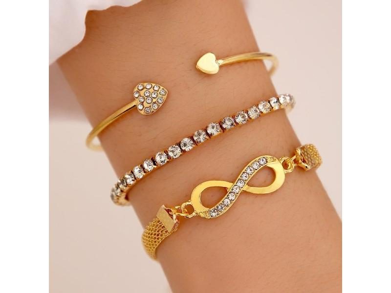 3pcs Love Opening Temperament Drill Bracelet Design Creative Retro Simple Lucky Carousel 1