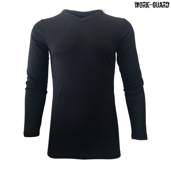Youth Long Sleeve Thermal V-Neck (Black) Carousel 1