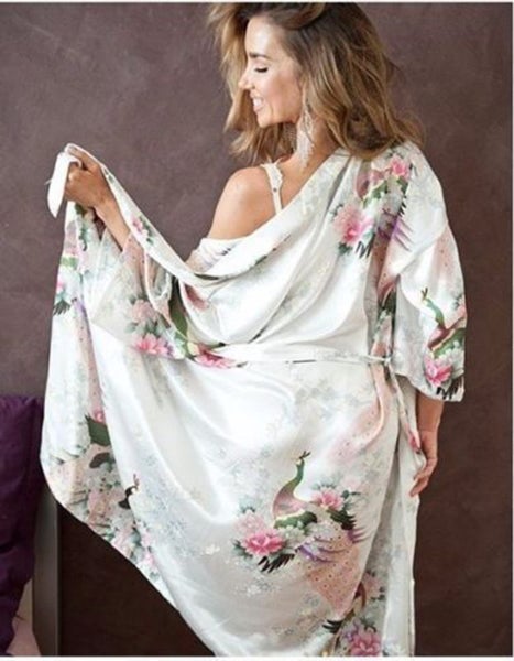 Kimono Satin Robe Chemise Sexy Lingerie Dress Size 16 Carousel 1