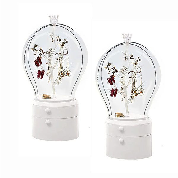 2X White 360 Degree Rotating Led Light 2 Layered Jewelry Storage Box Carousel 1