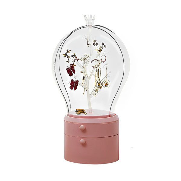 Pink 360 Degree Rotating Led Light 2 Layered Jewelry Storage Box Carousel 1