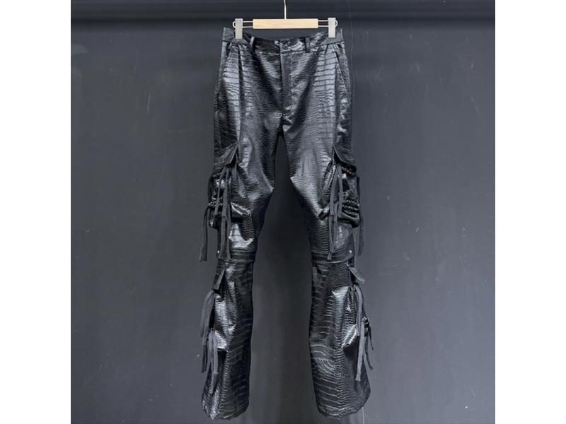 PFHQ Men's Darkwear Flared Pants Pattern PU Leather Three-dimensional Multi Carousel 1